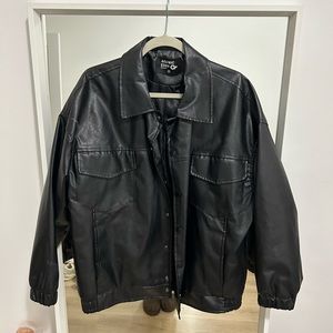 Faux leather bomber jacket
